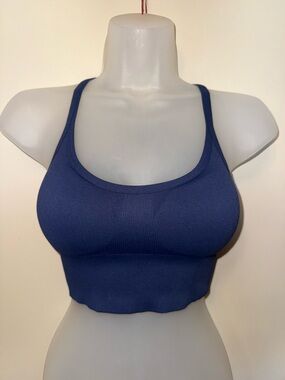 925fit Navy Seamless Scoop Crop Sports Bra